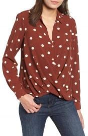 All in Favor Patterned Drape Front Blouse   Nordstrom at Nordstrom